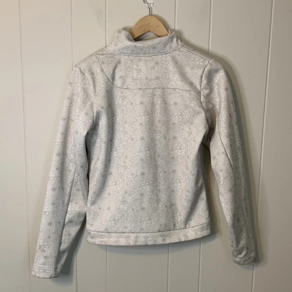 B By Burton White Gray Floral Print Asymmetrical Zippered Jacket Size Small